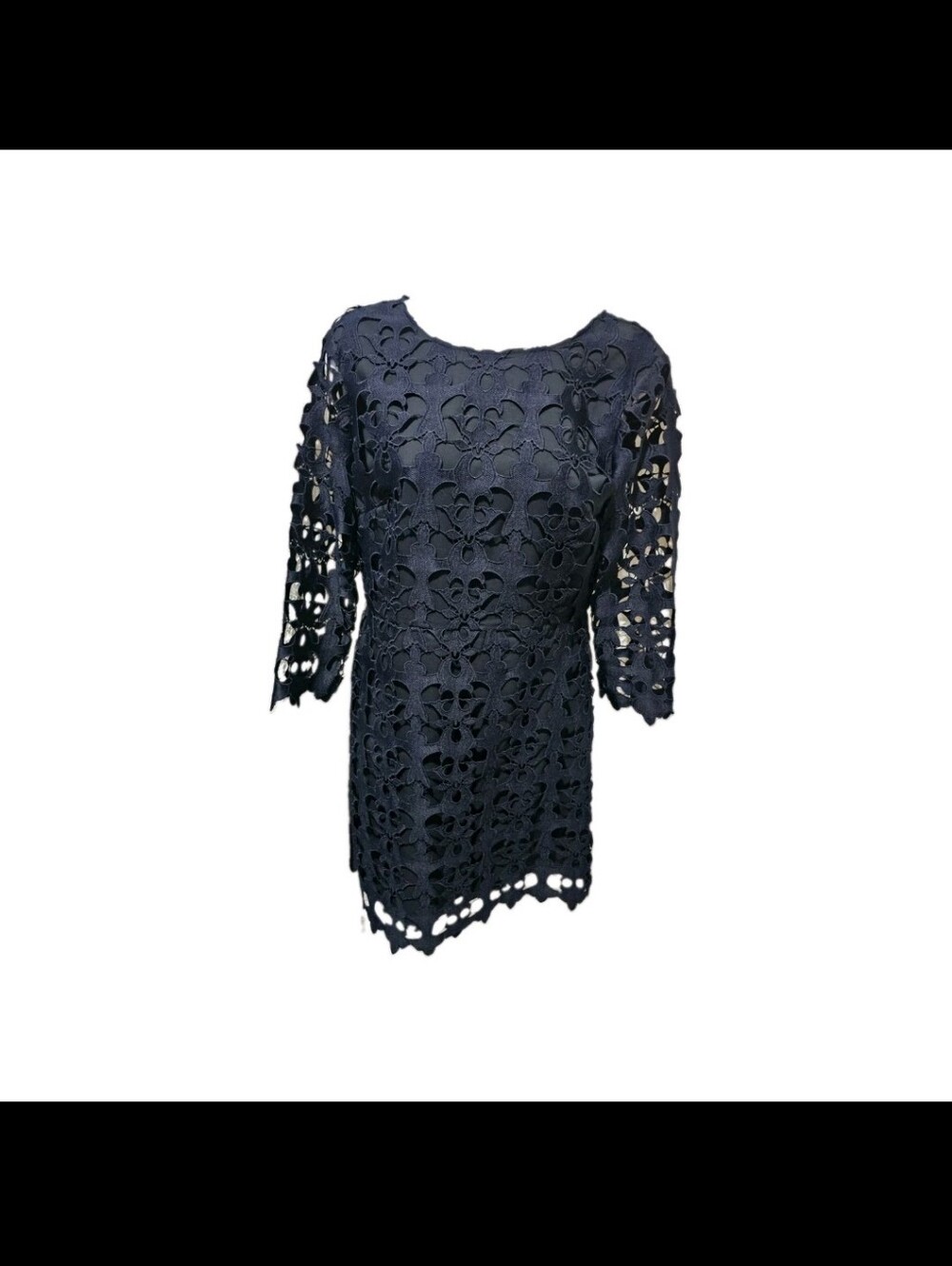 LOFT Navy Blue Crochet Lace Damask Sheath Dress Size 4